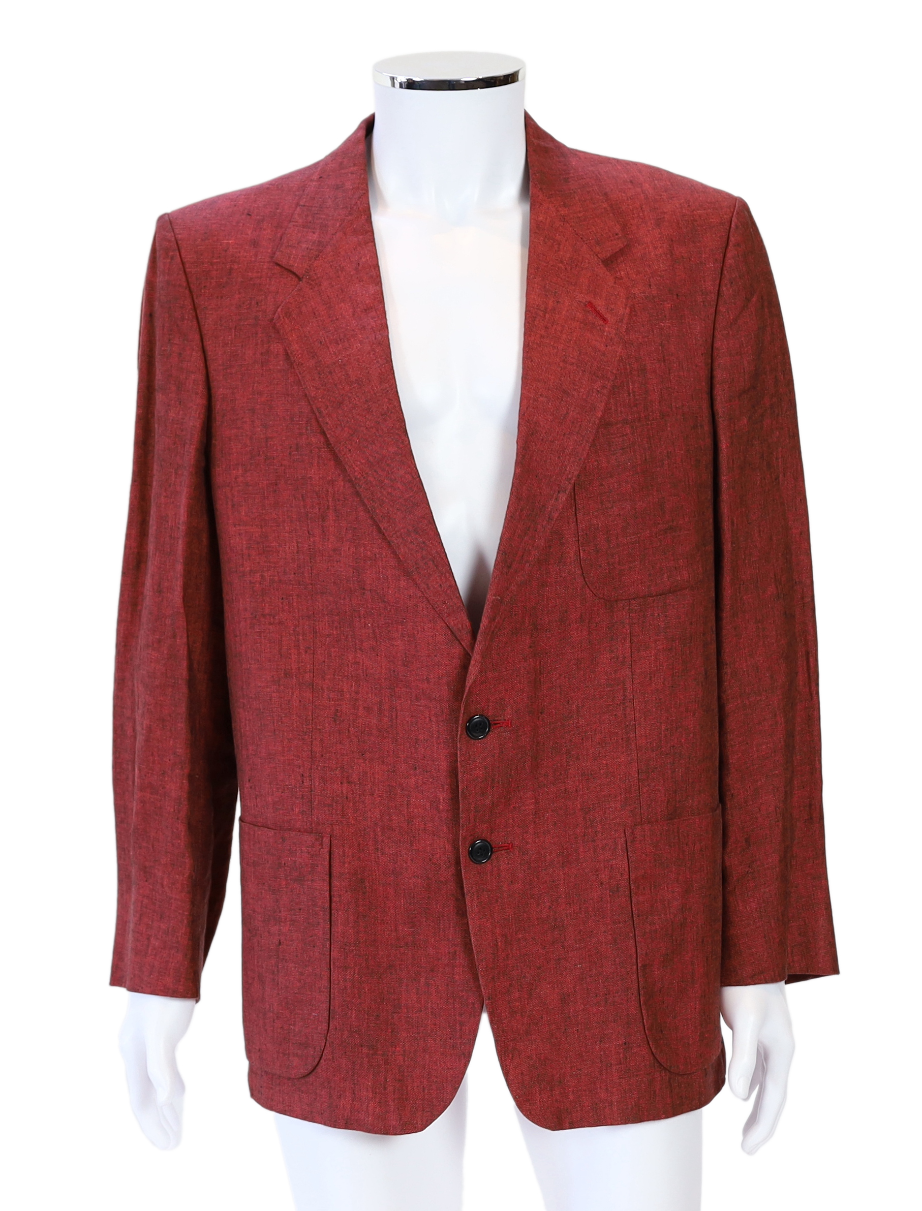 A Paul Smith gentleman's red marl linen single breasted suit, approx size 42